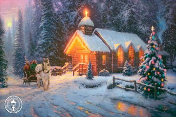 Chapelle de Noël I Thomas Kinkade Peinture à l'huile
